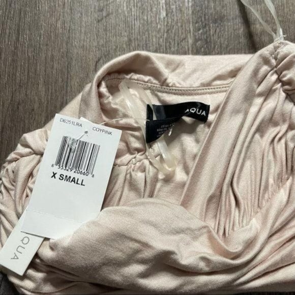 AQUA Strapless Tulip Front Stretchy Dress Gray & Champagne - Picture 10 of 12